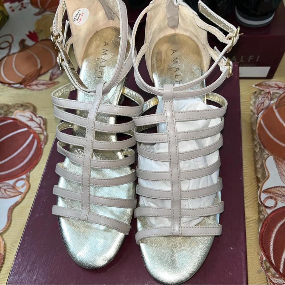 Rangoni Women's Strappy Cream and Gold Sandals